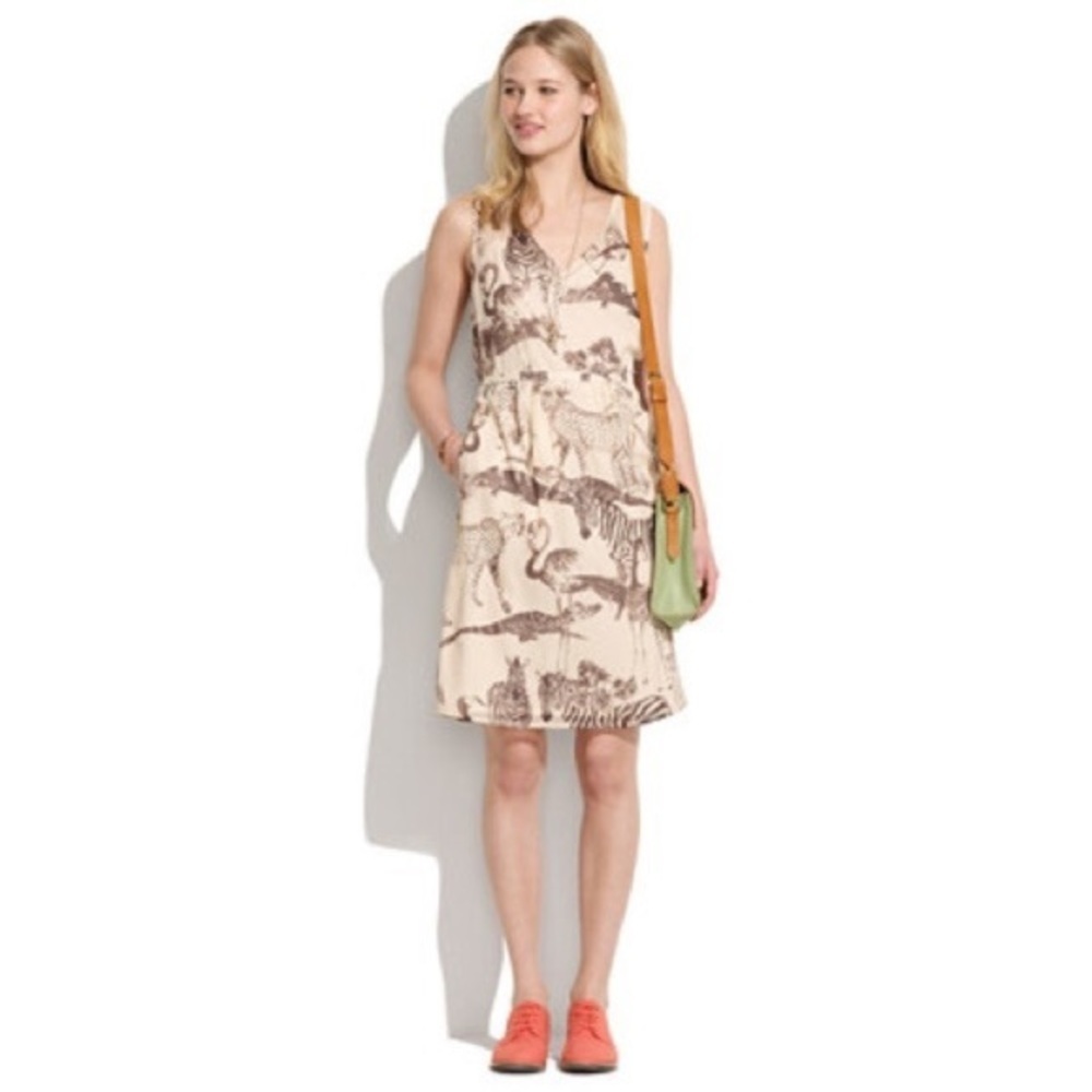 Madewell Cream and Brown Mini Dress